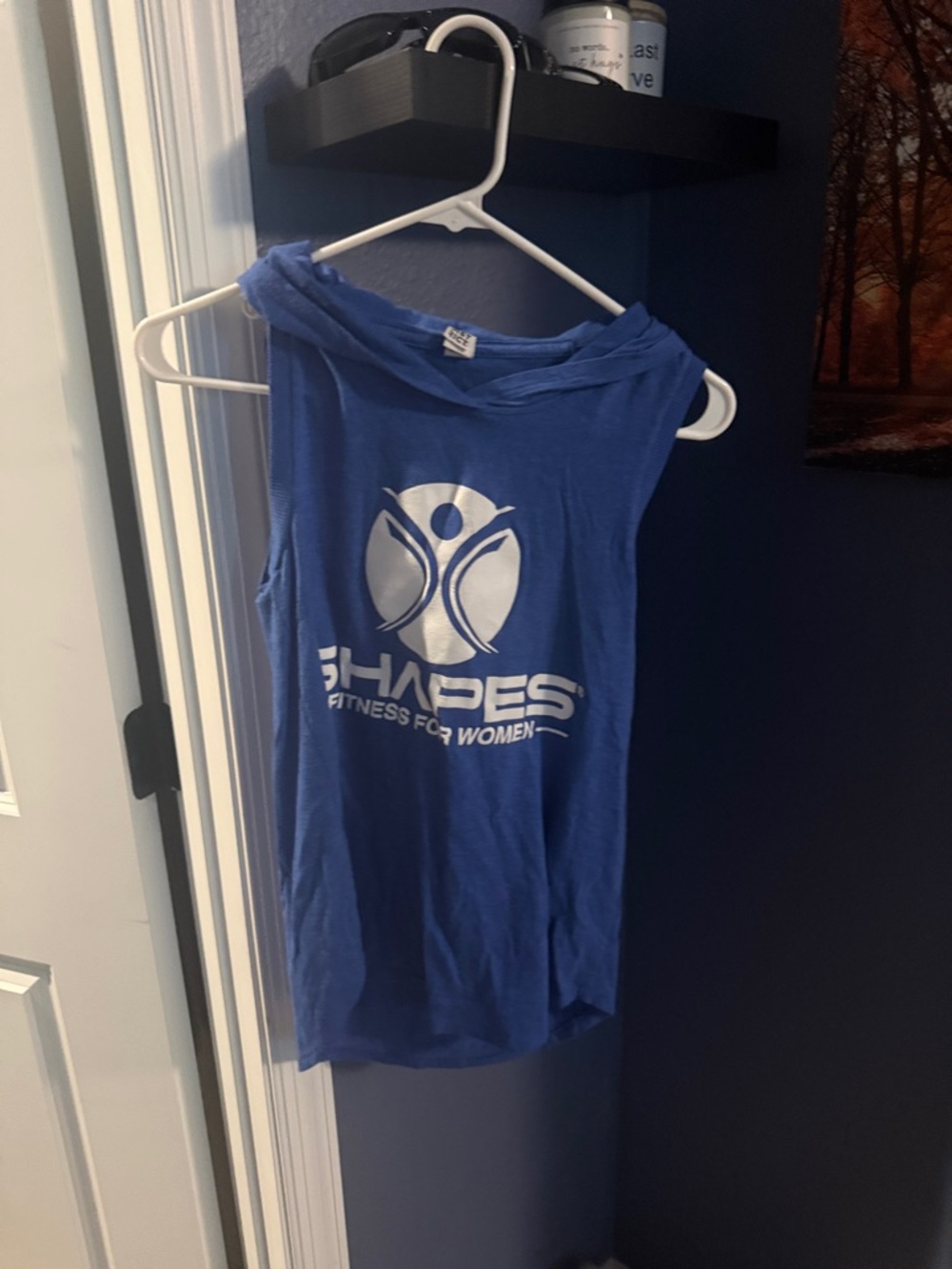 Riccio Blue Sleeveless Fitness Top with White Logo